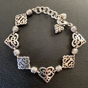 Brighton "GENEVA HEARTS" Filigree Open Scrollwork bracelet! Silver Plated